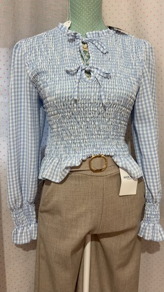 Blusa Alex cuadros azul y blanco