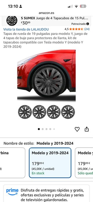Tapacubos Tesla Modelo Y 2019-2024