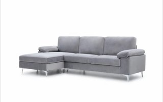 Sofá 3 plazas con chaise longue gris
