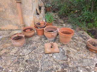 Lote de macetas de terracota antiguas