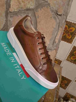 Scarpe uomo eleganti marroni pelle sportive