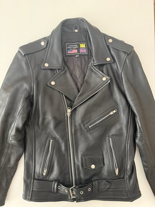 Chaqueta Biker Cuero COWHIDE Negra Cazadora piel