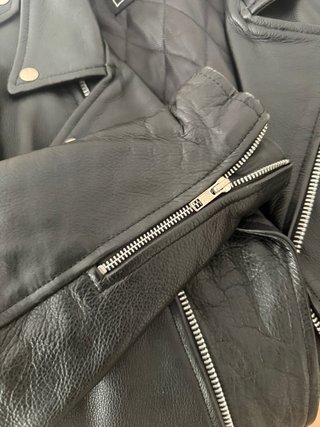 Chaqueta Biker Cuero COWHIDE Negra Cazadora piel