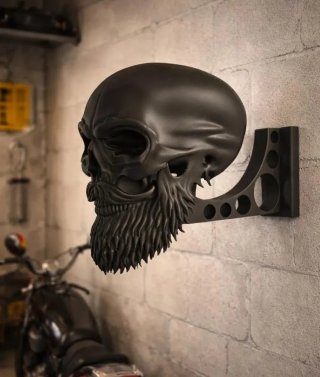 Soporte casco moto pared calavera, colgador