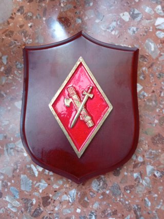 Metopa de madera con emblema