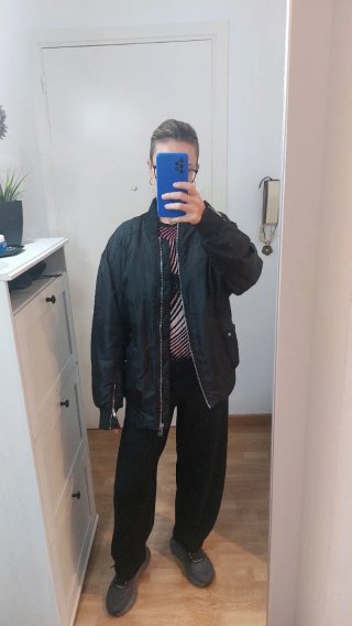 Chaqueta Nueva bomber negra oversize