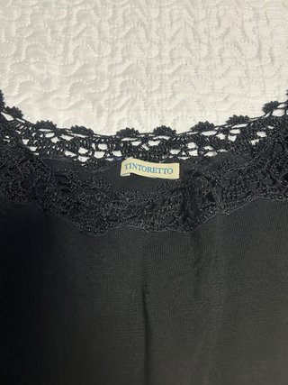 Jersey de punto negro Tintoretto con puntilla