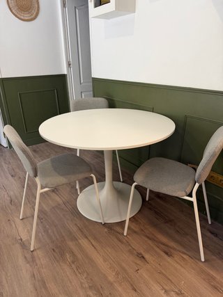 Mesa de comedor redonda blanca