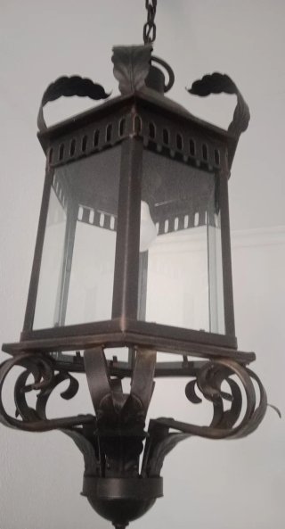 Farol forja vintage cristal metal