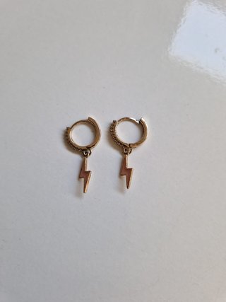 Pendientes Aro Rayo Dorado y Rosa