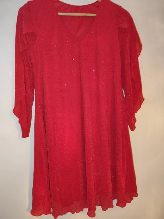 Vestido rojo de fiesta manga ancha 3/4