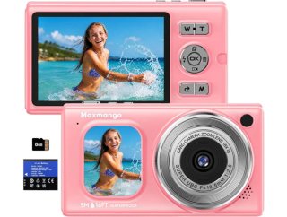 Cámara Digital Rosa Maxmango 5MP 16FT Impermeable