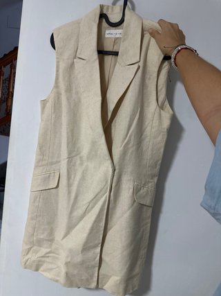 Chaleco largo beige leffies