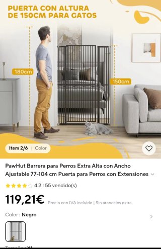 Barrera para animales PawHut altura ajustable