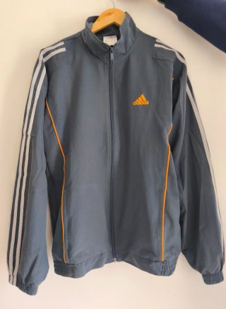 Chaqueta deportiva vintage Adidas gris y naranja