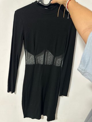 Vestido Negro Shein con Transparencias