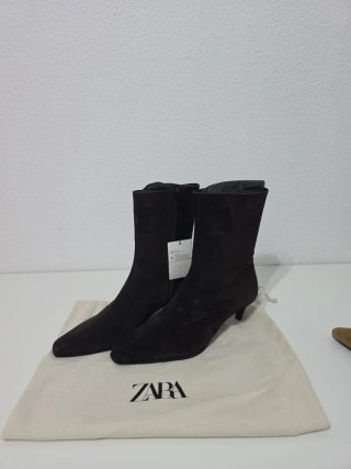 Botines Zara Piel y Cuero Marron Talla 40
