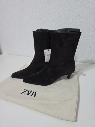 Botines Zara Piel y Cuero Marron Talla 40