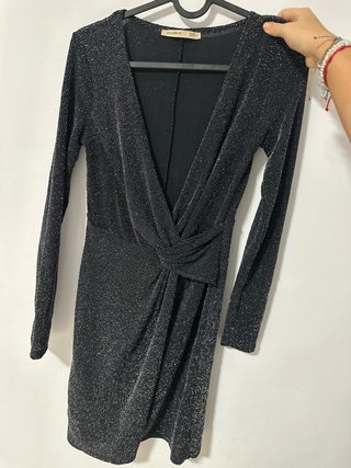 Vestido Negro Brillante Pull&Bear Talla S