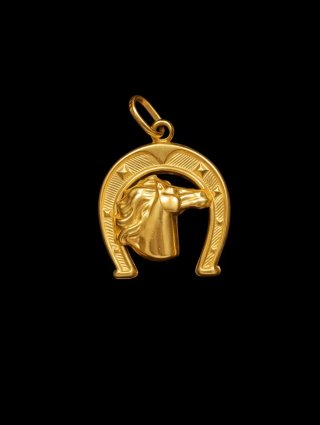 Colgante de Oro 18k Herradura con Cabeza de Caball
