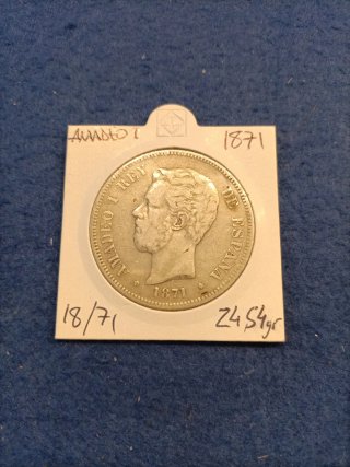Moneda 5 Pesetas Amadeo I 1871