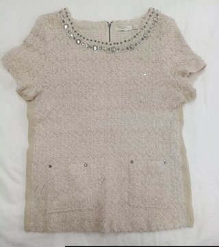 Camiseta Cortefiel L Pedrería Beige