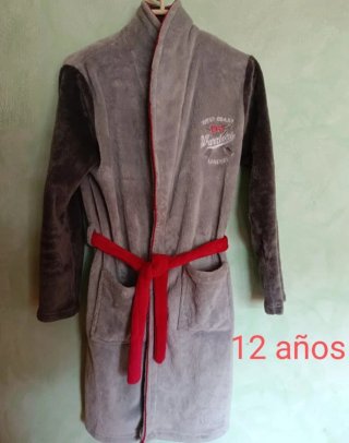 (12 años ) Bata Unisex Gris y Marrón