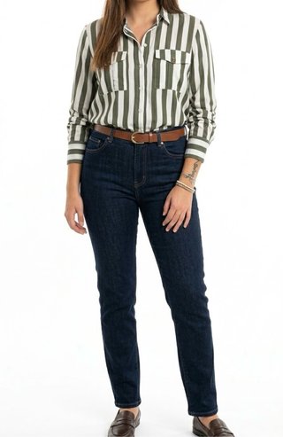 Camisa de Rayas Verde y Blanca