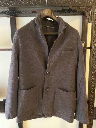 Americana Zara Gris Topo/Marrón Talla M