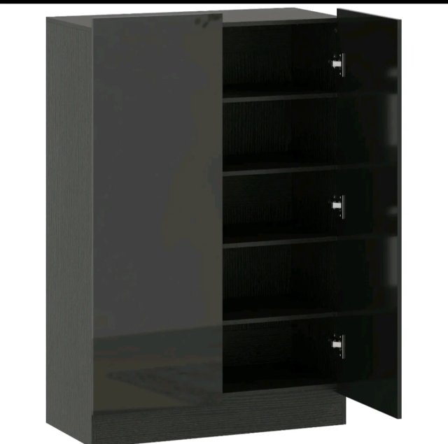 Zapatero 2 Puertas Negro Brillante