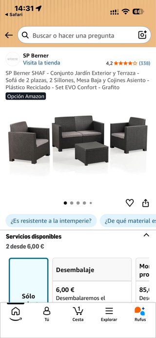 Divano da esterno 2 posti Smontato