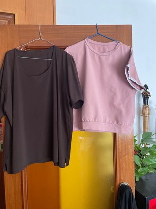 2 Camisetas: Marrón XXL y Rosa M