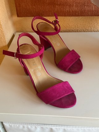 Sandalias Fucsia Tacón Ancho Talla 35