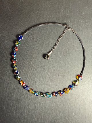 Gargantilla tipo choker, hematita, Murano, acero