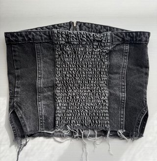 Top de banda vaquero gris
