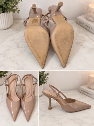 Zapatos tacón charol nude