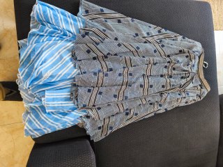 Conjunto Camisa y Falda Rayas Azul y Blanco
