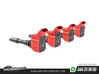 KIT DE 4 BOBINAS DE ENCENDIDO ALPHA COMPETITION AUDI S3 8V / LEON 5F CUPRA / VW GOLF 7 GTI / R - 1.8 / 2.0 TFSI - ROJO