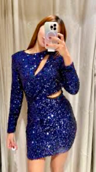 Vestido fiesta lentejuelas azul/morado
