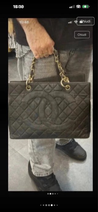 Borsa Chanel Vintage Pelle Nera Anni 80/90