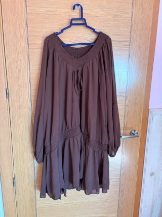Vestido de Gasa Marrón