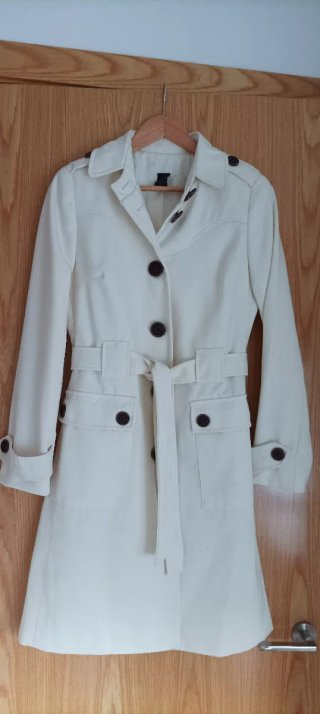Trench Abrigo Mujer Blanco Talla S/M