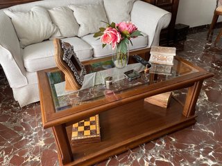 Mesa Auxiliar de Madera y Cristal