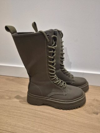 Botas Corina Verde Militar Plataforma Talla 37