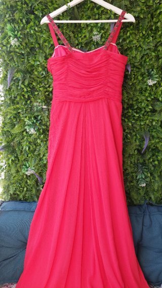 Vestido de fiesta largo rojo coral