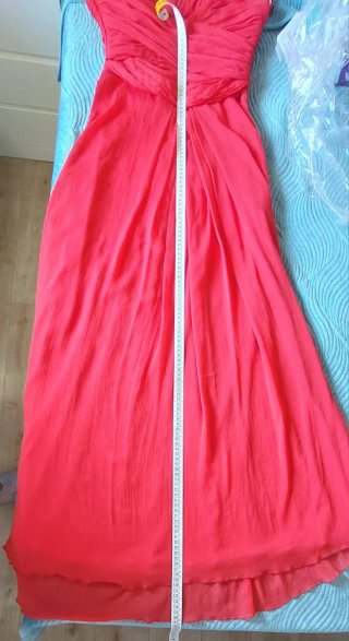Vestido de fiesta largo rojo coral