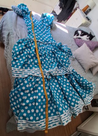 Traje de flamenca lunares azul y blanco