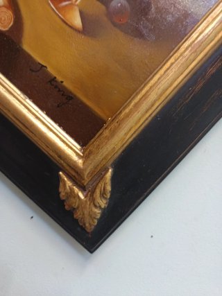 Dipinto con cornice noce filo oro