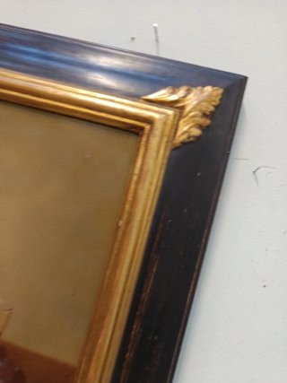 Dipinto con cornice noce filo oro