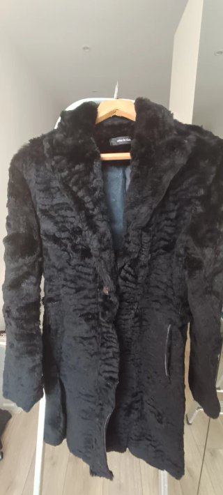 Abrigo de Piel Vintage Negro Talla S
